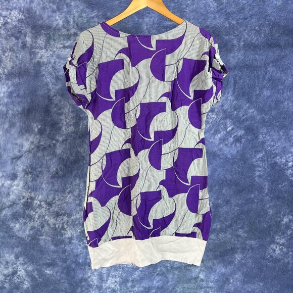 Vintage Purple Geometric Pattern Tunic Top - Picture 2 of 2